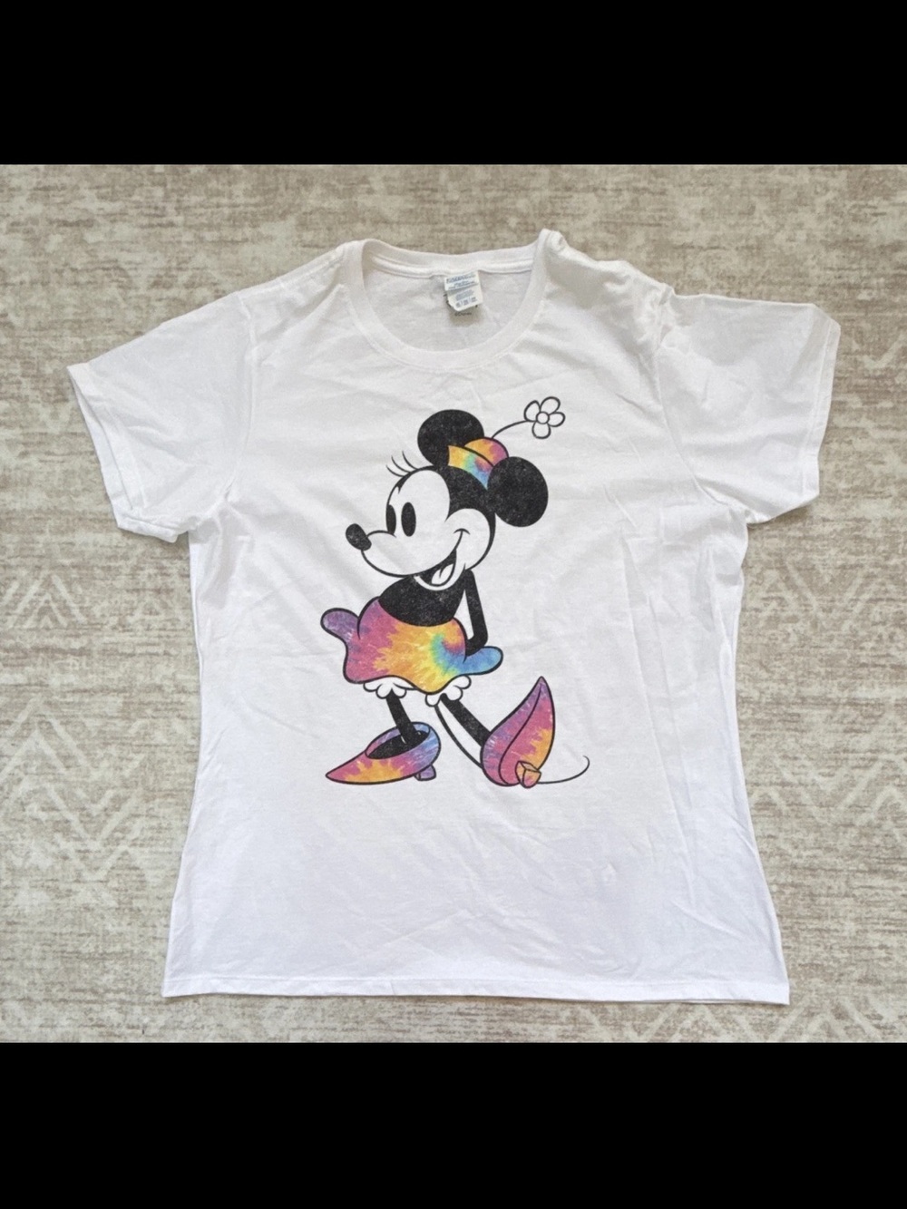 Disney Minnie Mouse Rainbow Tie Dye Graphic T-Shirt White XL Port & Company